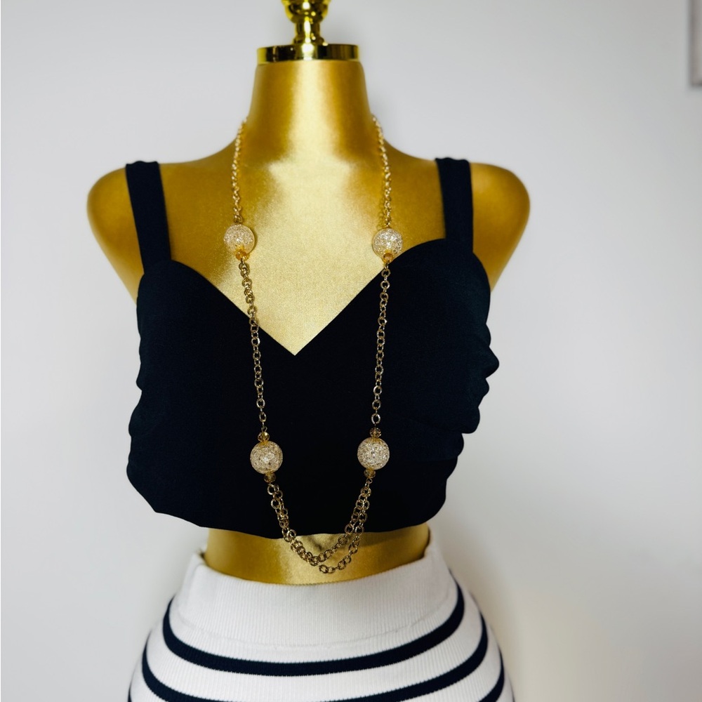 Zara Black Wrap neckline Crop Top
